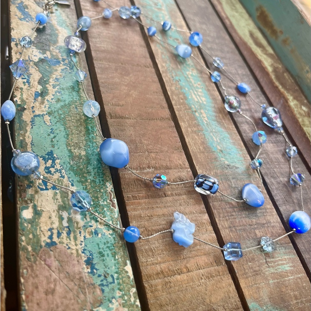 Dabby Reid Periwinkle Glass & Crystal Beaded Necklace